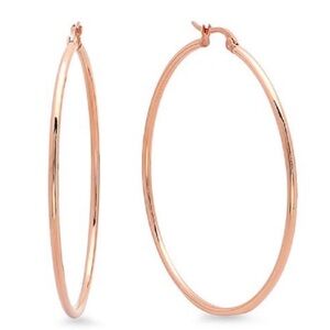 Rose Gold Hoop Earrings, NEW, 2”